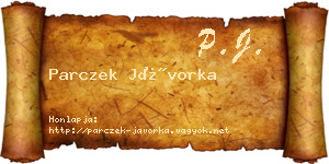 Parczek Jávorka névjegykártya